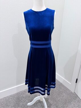 Calvin Klein Royal Blue Velvet Midi Dress